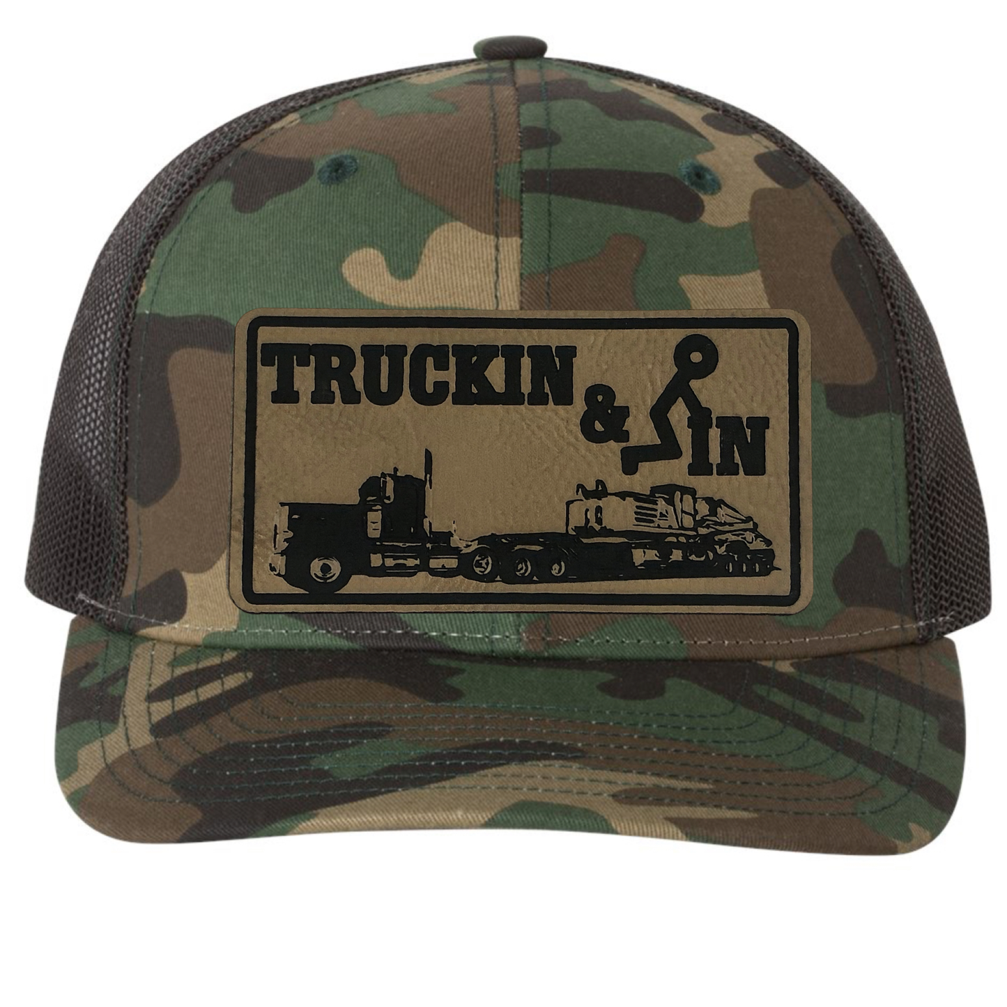 Trucking & Fuckin Leather Patch Richardson 112 Trucker Hat
