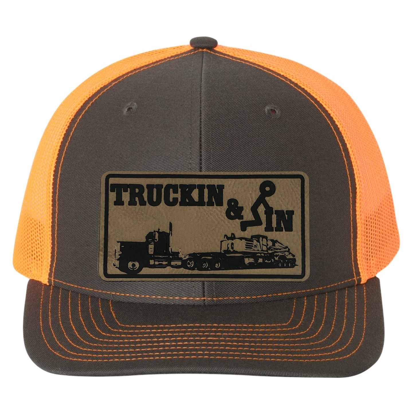 Trucking & Fuckin Leather Patch Richardson 112 Trucker Hat