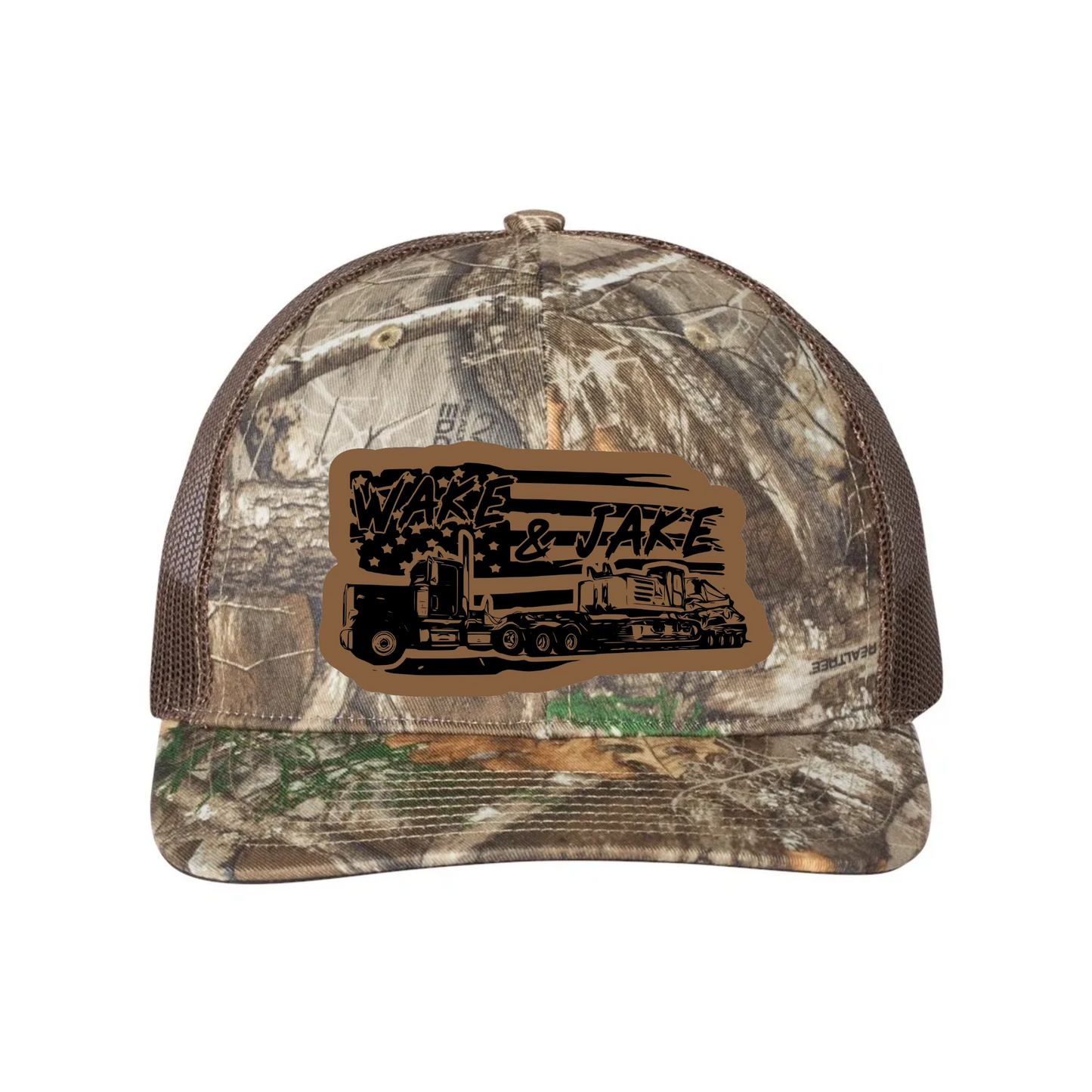 Wake & Jake Flag Leather Patch Richardson 112 Trucker Hat