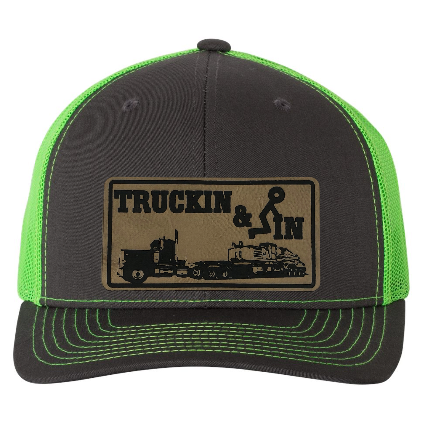 Trucking & Fuckin Leather Patch Richardson 112 Trucker Hat
