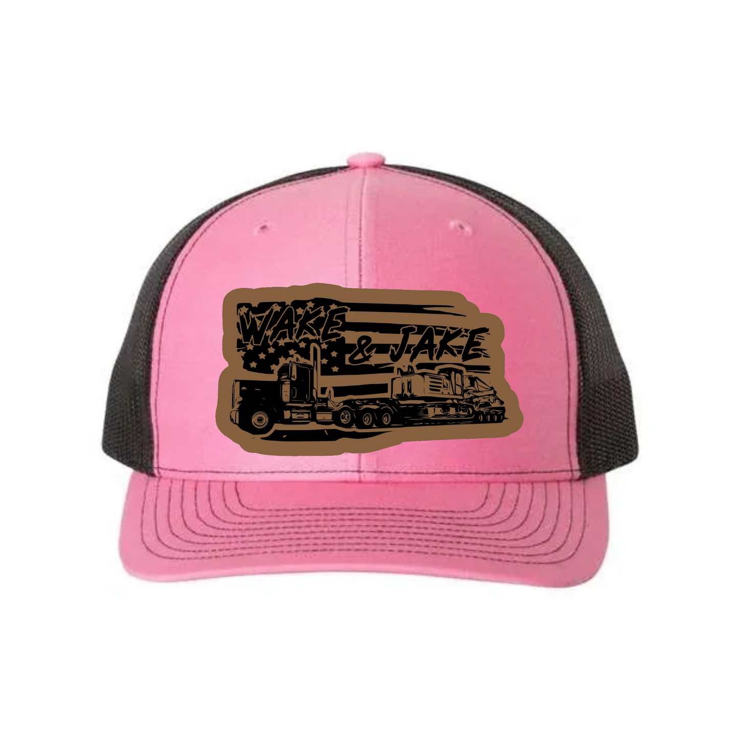 Wake & Jake Flag Leather Patch Richardson 112 Trucker Hat