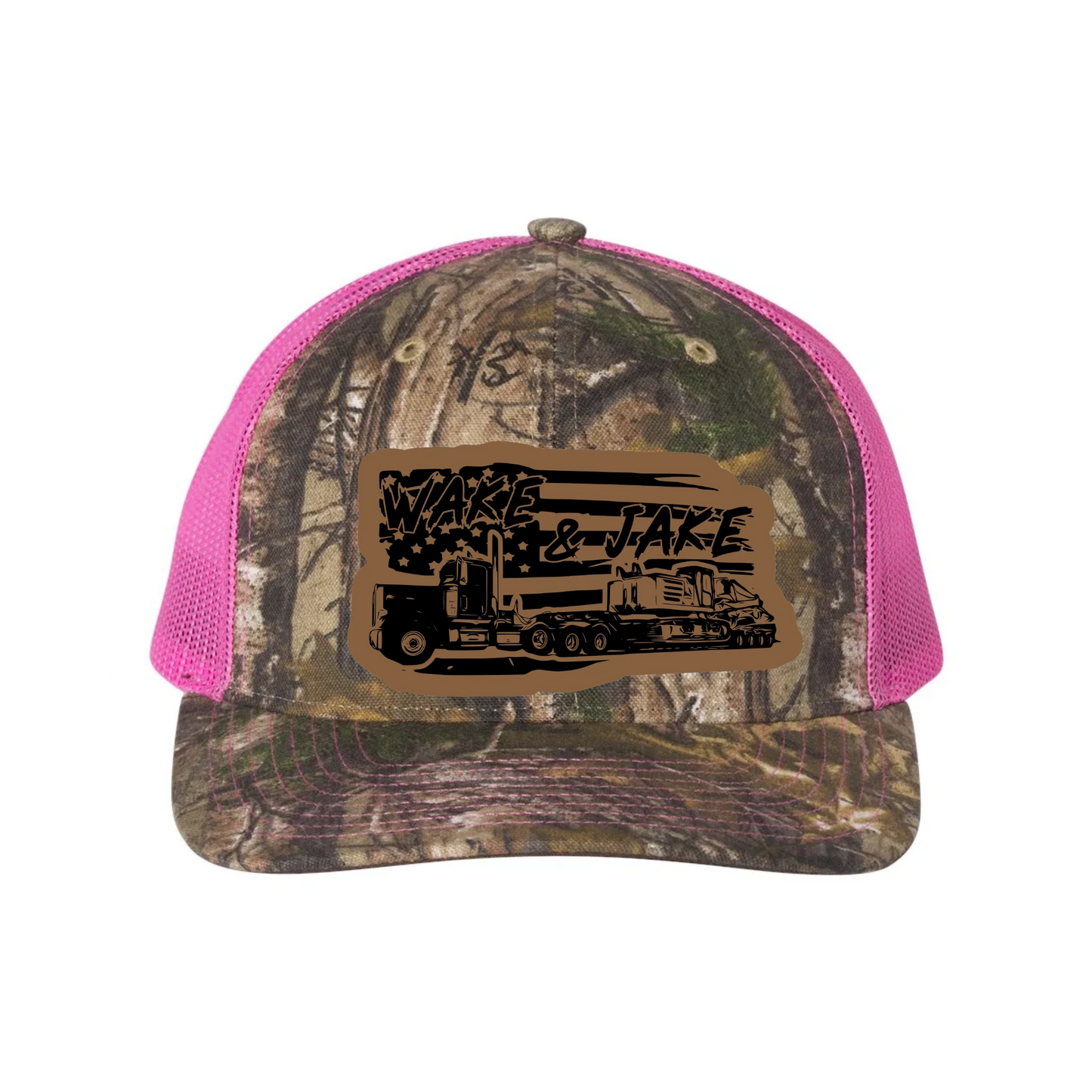 Wake & Jake Flag Leather Patch Richardson 112 Trucker Hat