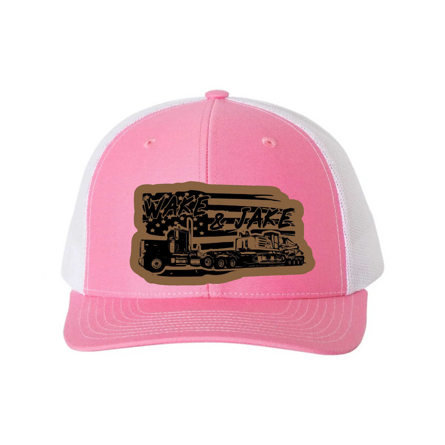 Wake & Jake Flag Leather Patch Richardson 112 Trucker Hat