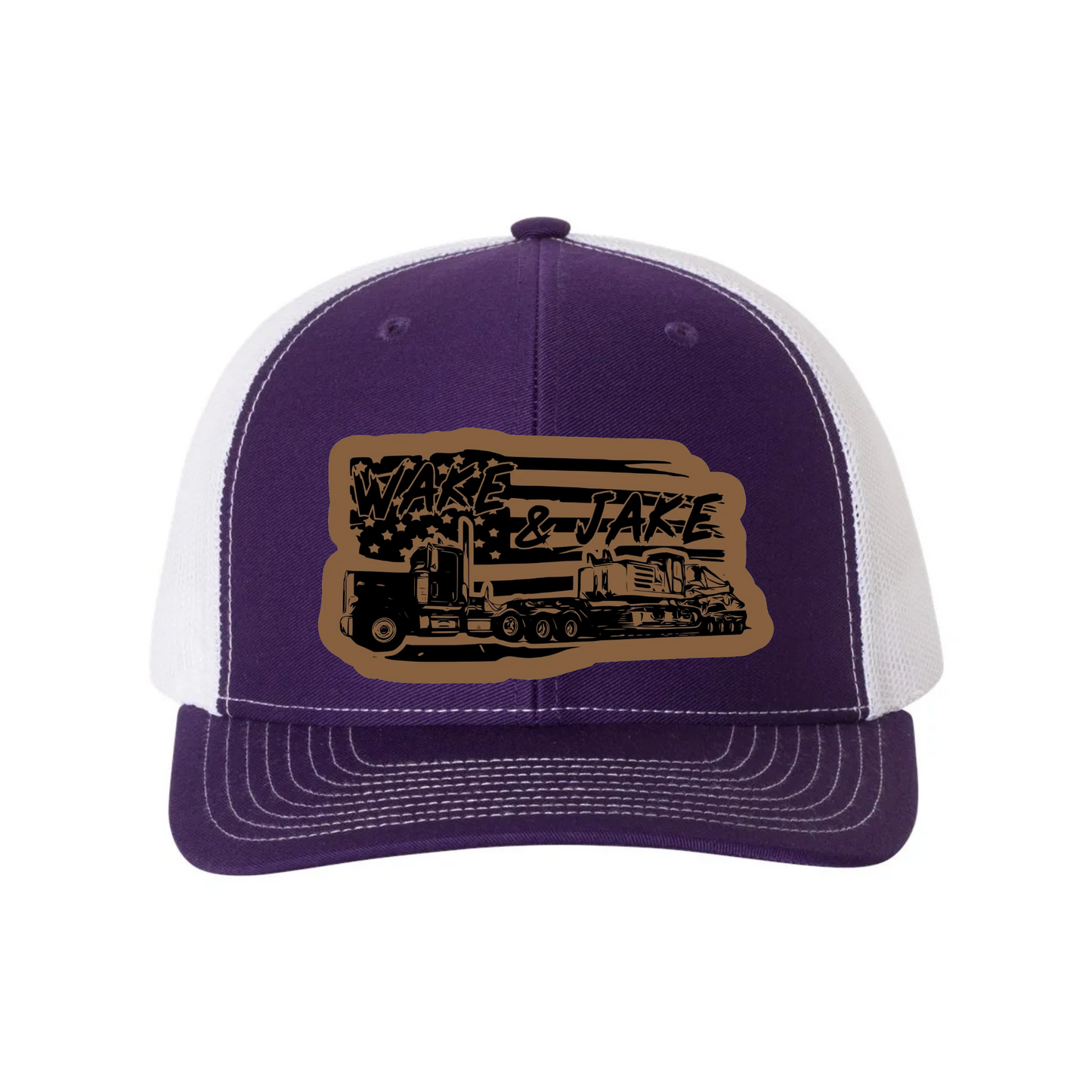 Wake & Jake Flag Leather Patch Richardson 112 Trucker Hat
