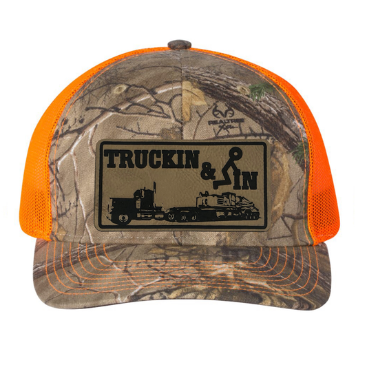Trucking & Fuckin Leather Patch Richardson 112 Trucker Hat
